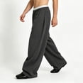 thumbnail image 5 of Guluxicc Gym Pants for Men Elastic Waist Drawstring Yoga Trousers with Pockets Wide-Leg Classic Fit Summer Athletic Pants, 5 of 6