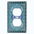 thumbnail image 2 of Metal Light Switch Plate Cover Elegant Teal Mandala Flower Tile Pattern TIL062, 2 of 13