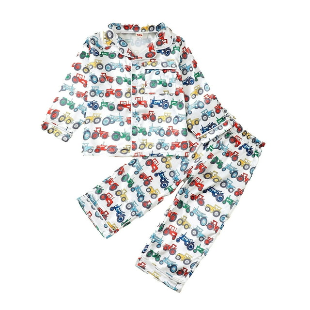TIWEKE Vêtements de Nuit et Robes pour Filles, Pyjama à Manches Longues avec Imprimés Mignons pour Garçons et Filles, Tenue Confortable pour Enfants, Taille 2-3 Ans