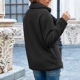 thumbnail image 2 of JULMCOMO Sherpa Fleece Jackets for Women Plus Size Lapel Collar Button Soft Fuzzy Teddy Coats Casual Warm Winter Outerwear with Pockets Black XL, 2 of 5