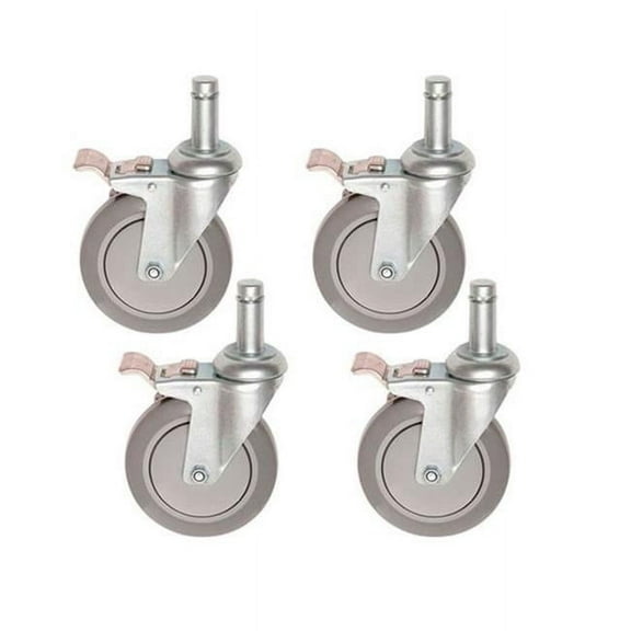 Nexel CA5BP4 (4) Swivel Brake Stem Casters 5"" Polyurethane Set of (4) 1200 lb C