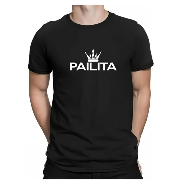 Camisa PAILITA con cuello de polo para hombre y niño negra 100% algodón