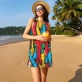 thumbnail image 3 of Naloa Colorful Arrow Graffiti Pattern Print Women's Summer Spring Casual Beach Sundress,Vacation Sleeveless Tank Crewneck Loose Dresses, 3 of 7