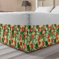 thumbnail image 1 of Tropical Bed Skirt, Exotic Pattern with Plumeria Hibiscus Monstera Palm Flowers and Leaves, Elastic Bedskirt Dust Ruffle Wrap Around for Bedding Decor, 4 Sizes, Red Pale Yellow Green, by Ambesonne, 1 of 2