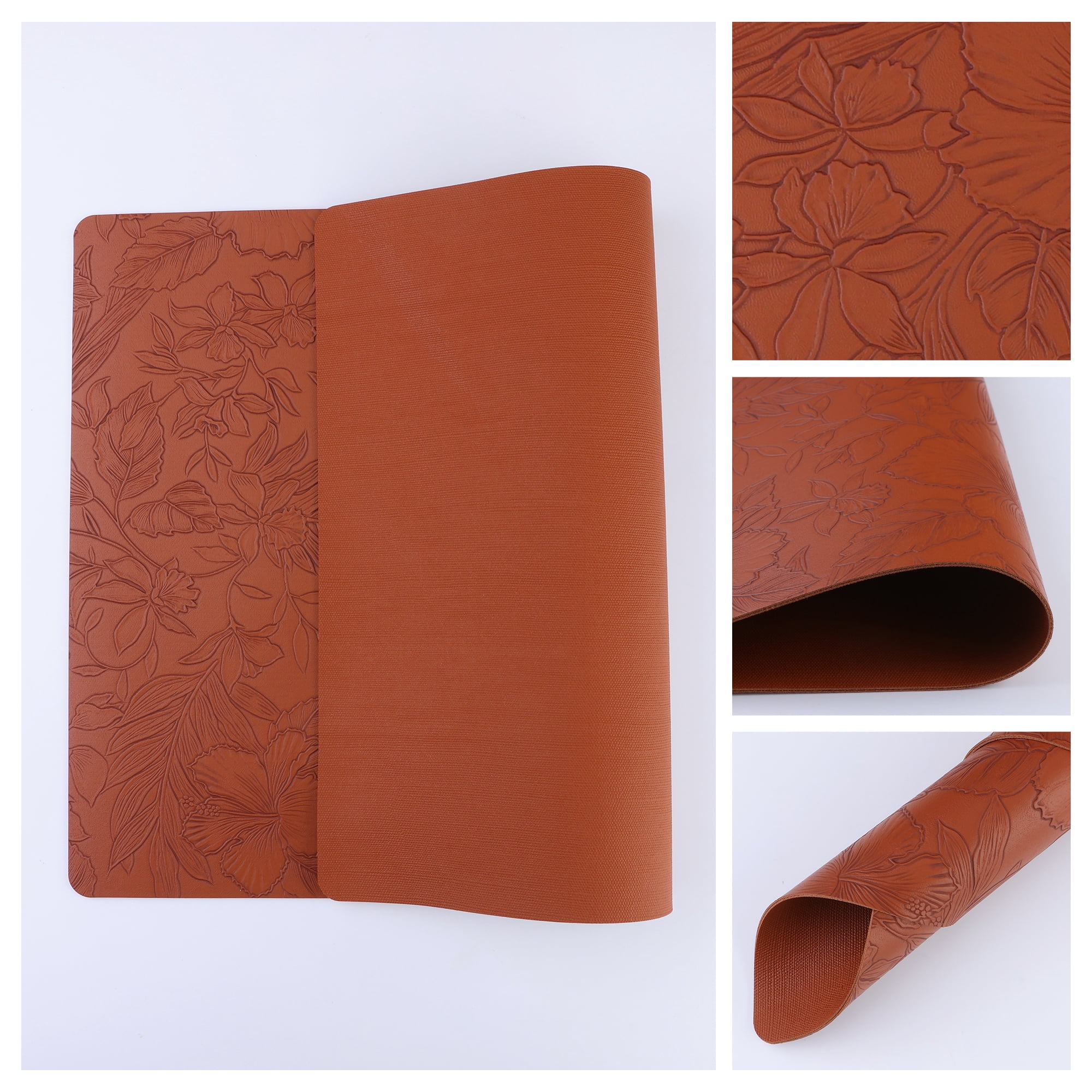 Unique Bargains Set of 6 Faux Leather Placemats for Kitchen Dining Table Decor Brown