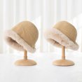 thumbnail image 4 of Bucket Hat Women's Faux Fur Hat Girls' Teddy Style Winter Hat Fisherman Hat Warm Windproof Cap, 4 of 8