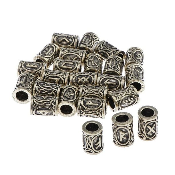 Adornos para el cabello Yinane Viking Rune Beads Charms 24 piezas