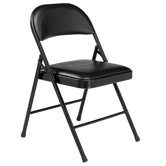 National Public Seating 607863BK Steel Folding Chair with Padded Vinyl - Black