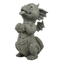 Ebros Whimsical Garden Dragon Begging For Attention Statue 10.25" H Cute Baby Dragon Panting Faux Stone Resin Finish Figurine