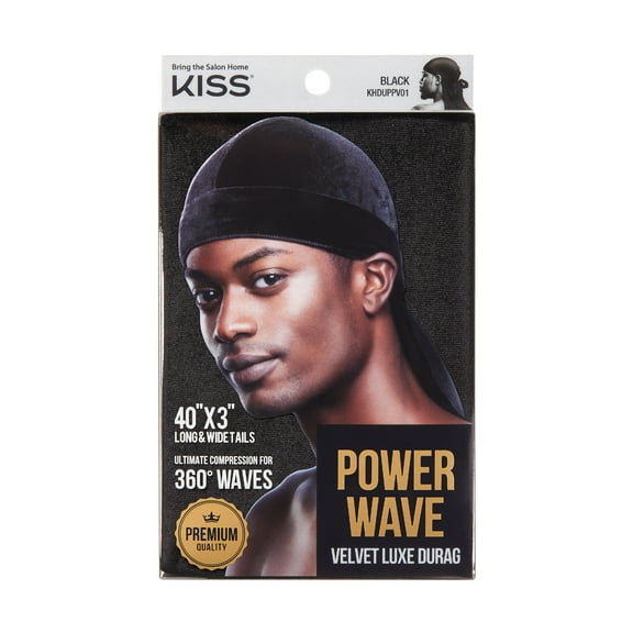 KISS Colors & Care  Power Wave Velvet Luxe Durag – Black