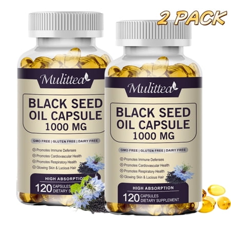 Black Seed Oil Cold-Pressed Capsules for Lung, Respiratory and Antioxidant Support - Herbal Supplement - 240 Vegan Capsules (4 Months Supply)