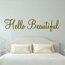 VWAQ Hello Beautiful Wall Decal Inspirational Quotes Beauty Mirror Stickers #2 Version VWAQ-1656 (40"W X 10.5"H, Brown)