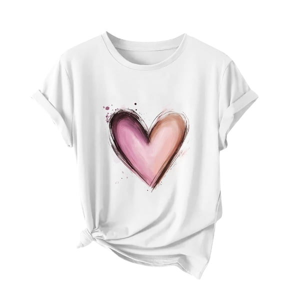 LiMoi Love Heart Print Shirt Short Sleeve Teen Tops Tshirts Shirts for Women Bulk T Shirts for Women Graphic Gym Tops for Women Summer my order