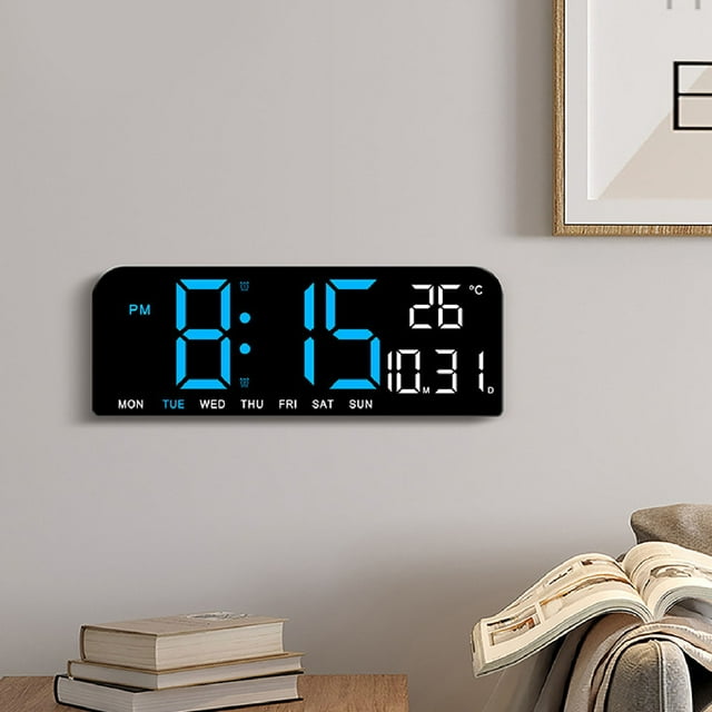 Reloj Despertador Digital Pantalla LED Grande Temperatura De La Pared Del Escritorio