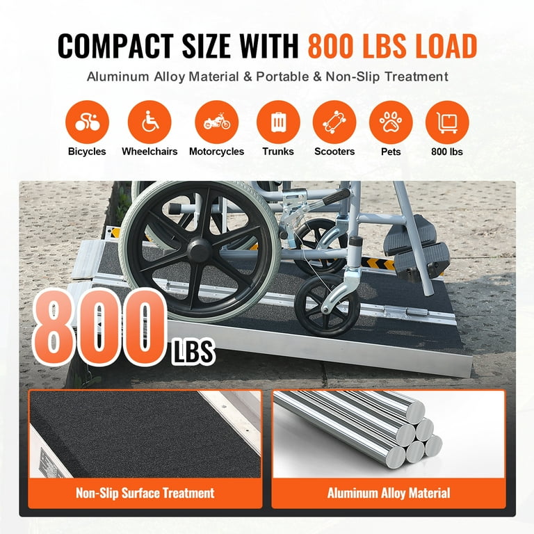 KFFKFF Folding Wheelchair Ramp - Portable, Aluminum Threshold Ramp