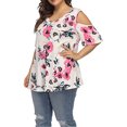 thumbnail image 4 of Camisa de mujer Blusa de manga corta con hombros descubiertos y estampado floral, blanco, 4XL Noticed AP002473-19, 4 of 5