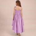thumbnail image 4 of CPNG Girls' Satin Asymmetrical High-Low Dress – Sleeveless Sweetheart Neckline with 3D Rose Accents, Flowy Party Gown for Flower Girl, Wedding Guest & Birthday Celebrations, 4 of 7