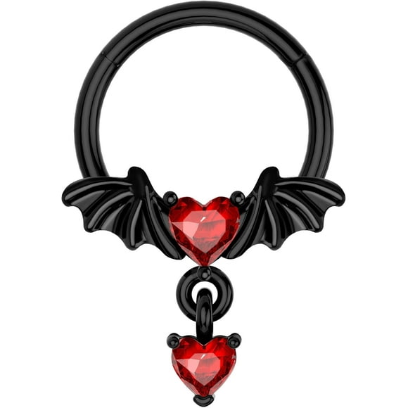 shiyou-16G Septum Rings Halloween Septum Jewelry Black Helix Daith Earrings for Women Heart Helix Daith Piercing Jewelry 316L Stainless Steel