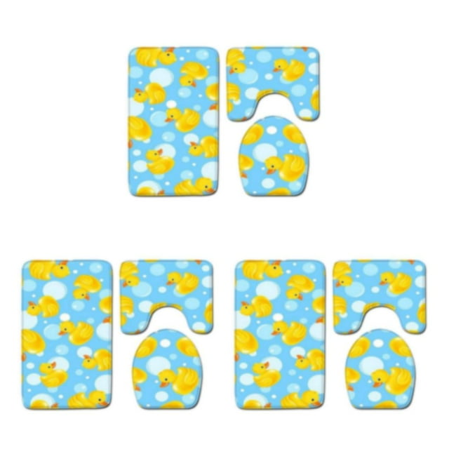 kurtrusly Super Water-absorbent Bathroom Mat Set For Quick Drying After Bath Cute Polyester Non Slip Bathroom Mat Sets type1 45*75cm 3Set