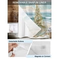 thumbnail image 5 of No Hook Shower Curtain with Snap-in Liner, Coastal Beach Waterproof Fabric Bathroom Curtains, Summer Ocean Wave Starfish Coral Trees Bath Curtains & Mesh Top Window Stall 48"x72", 5 of 9