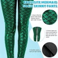 thumbnail image 5 of Women'S Mermaid Legging in Shiny Green Fish Scale Design High Waisted Stretch Pants for Casual and Party Wear-L, 5 of 8