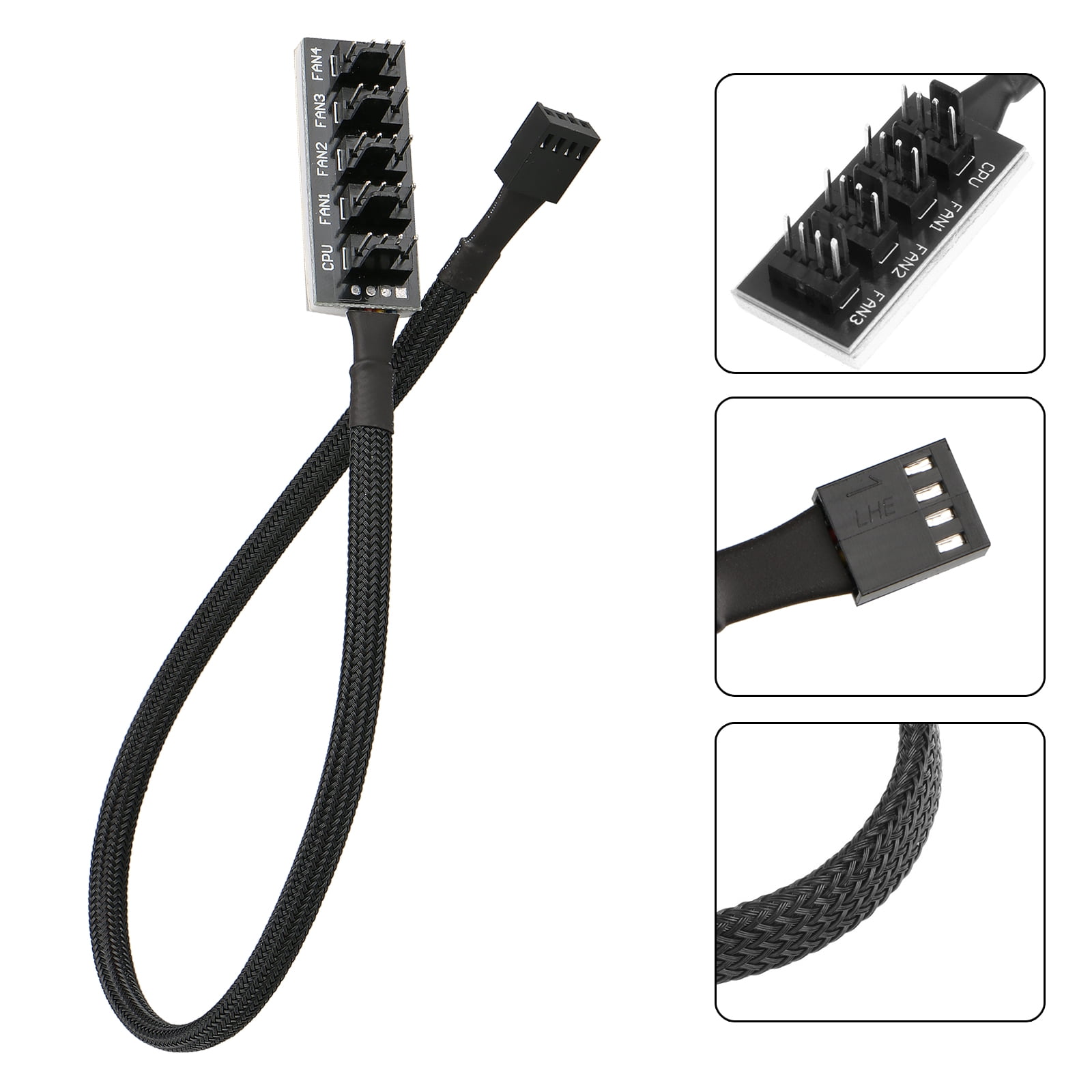 1 To 5 4-Pin Molex TX4 PWM CPU Cooling Fan Splitter Adapter Braided Power Cable