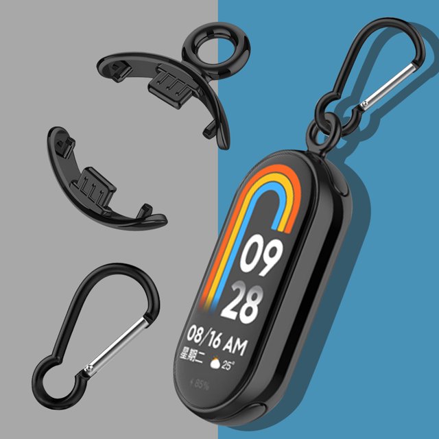 Conectores de correa de reloj de metal para Xiaomi Mi Band 8 (2PCS Negro con mosquetón) WDOplteas Para estrenar