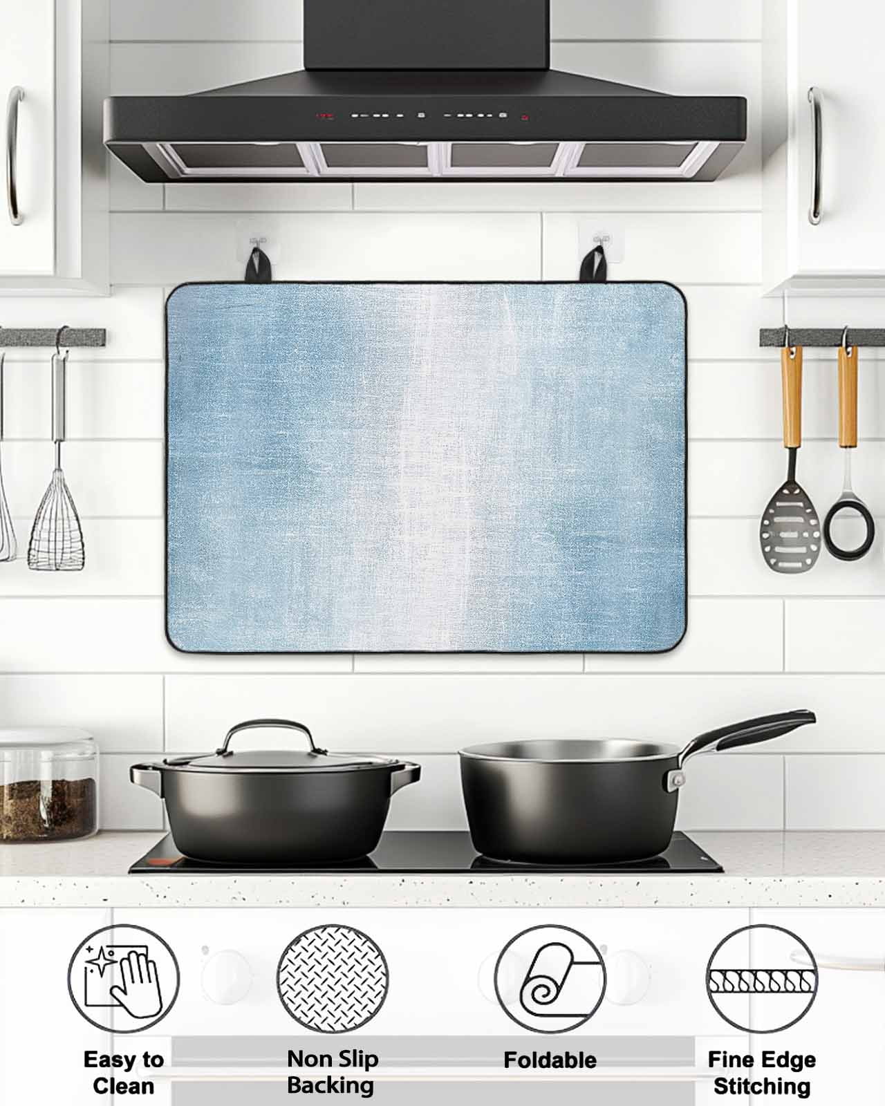 Stove Top Covers for Electric Stove, Blue Ombre Glass Stovetop Cover Protector, Modern Abstract Art Aesthetics Induction Cooktop Protector Oven Mat for Kitchen Countertop 24"x21"