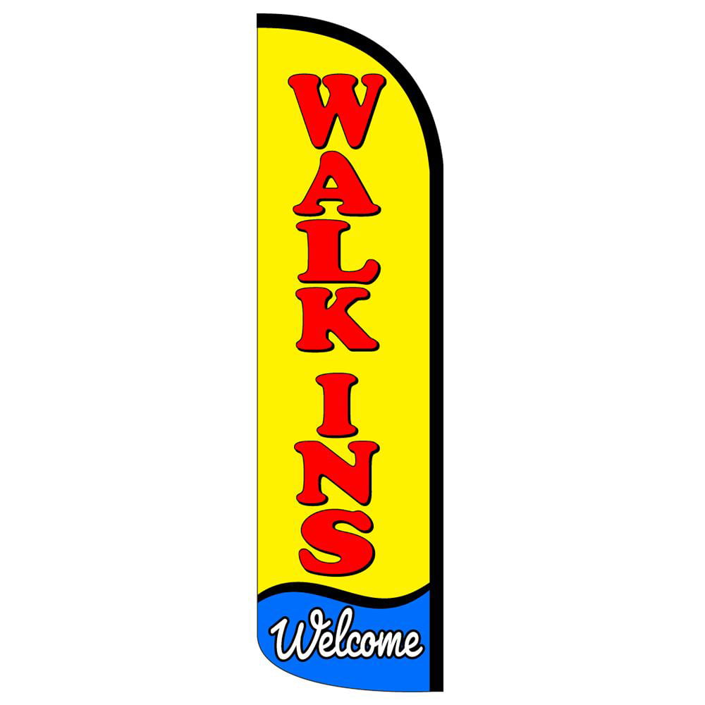 Now Open Yellow Windless Advertising Sign Feather Flag Only Banner 30% Wider 