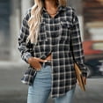 thumbnail image 4 of purcolt Womens Plaid Flannel Shirts Long Sleeve Button Down Shirts Lightwieght Casual Boyfriend Work Shirts Blouse Top with Pockets, 4 of 8