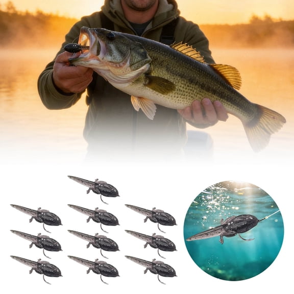 10Pcs Large Size Metal Bionic Fishing Lures, Realistic Swim Hard Baits for Freshwater Saltwater Bass Trout Angling, Black