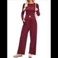 thumbnail image 1 of Conjunto de Chándal de 2 Piezas para Mujer, con Pantalones Acampanados de Yoga y Mangas Largas, Estilo Casual, A Juego. Vino Tinto XL, 1 of 9