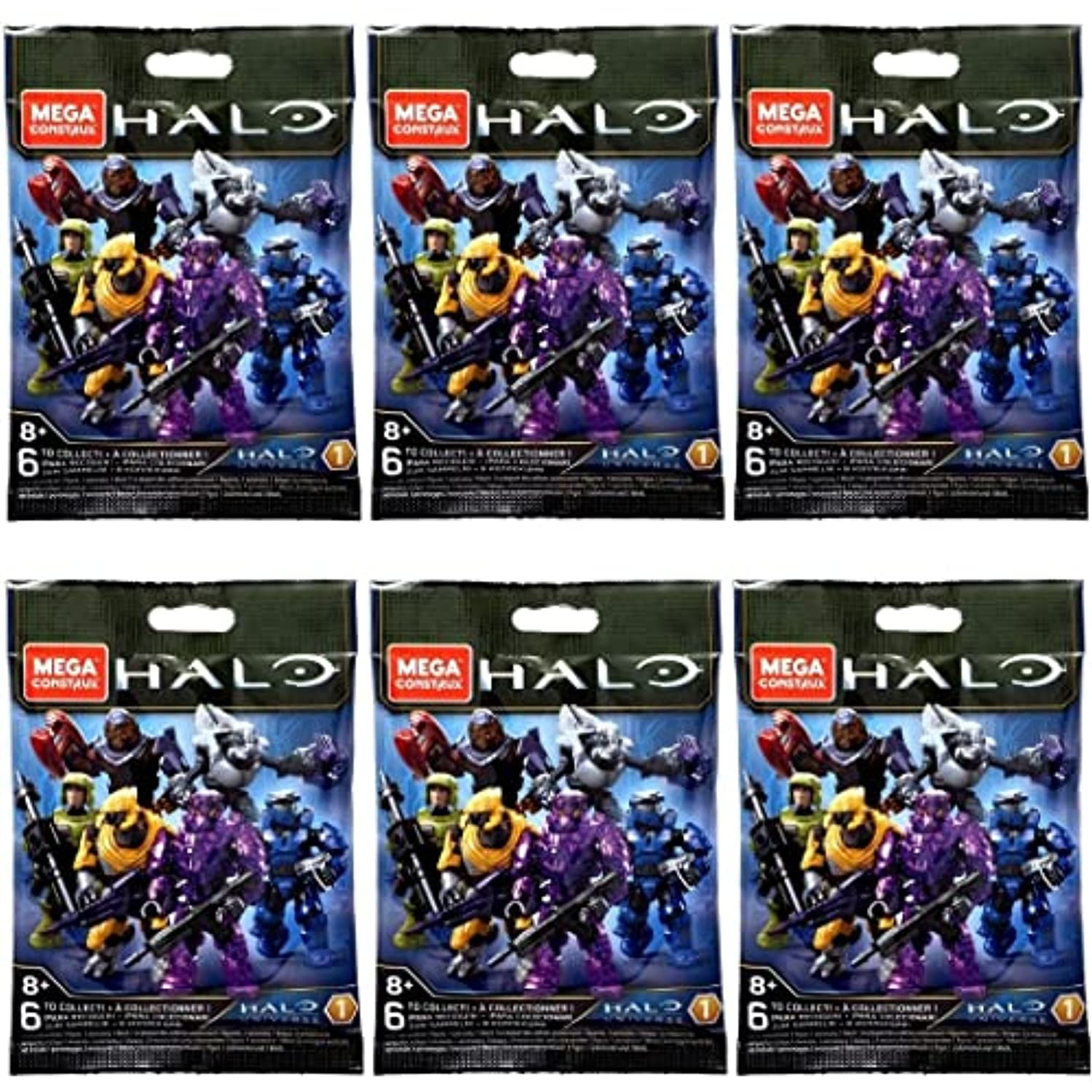 Lot of 6 Mega Construx Halo Warrior Series Blind Bags 