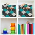 thumbnail image 7 of GZHJMY Moroccan Pliad Black Green Print Foldable Storage Bin Bedroom/Office Rectangular Canvas Basket 14.2"x10.2", 1 PCS Cube Organizer Boxes with Handles for Books/Clothes/Toys, 7 of 7