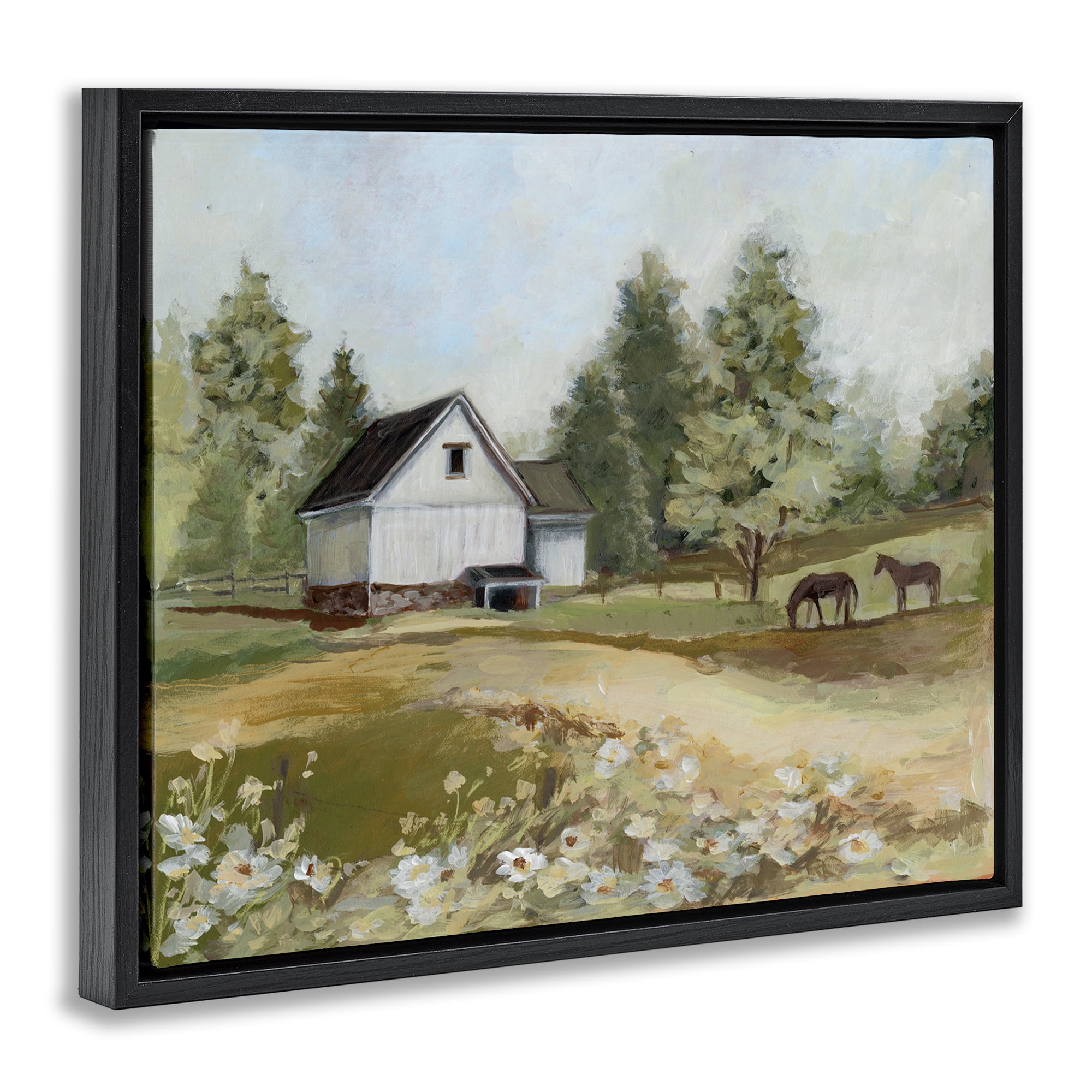 Stupell Industries Barn Field Landscape Black Framed Floater Canvas Wall Art, design by Susan Winget