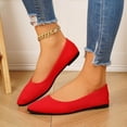 thumbnail image 2 of Women's Pointed Toe Flats, Breathable Knit Slip-On Shoes, Comfortable Wide Width Casual Dress Flats for Daily Summer, Black/Red/Beige, 2 of 10
