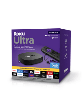 Roku Ultra 4K/HDR/Dolby Vision Streaming Player with Voice Remote, Lost Remote Finder, Premium HDMI Cable