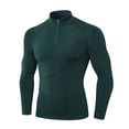 thumbnail image 4 of Performance Compression Long Sleeve Shirt High Elasticity Workout Running Training Athletic Fitness Top Multiple Size Selection Dark Green L, 4 of 6