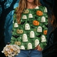 thumbnail image 2 of YDFCWXW Halloween Sweatshirt Women Ghost Shirts Funny Pumpkin Graphic Shirt Spooky Season Crewneck Pullover Long Sleeve Tops 2025 Green, S, 2 of 4