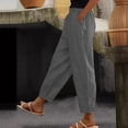thumbnail image 2 of Laqbezok Women's Cotton Linen Pants, High Waist Drawstring Casual Loose Tapered Trousers with Side Pockets for Summer Beach Travel Vacation, 2 of 8