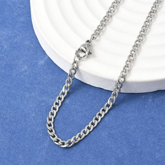 Tarnish Resistant 304 Stainless Steel Curb Chain/Twisted Chain Necklace Making with Lobster Claw Clasps Stainless Steel Color 17 inch~18 inch(43.2cm~45.7cm) 3mm