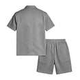 thumbnail image 4 of Zimjoy Men's Summer Outfits Set Breathable Mesh Fabric Short Sleeve Shirts and Drawstring Elastic Waist Shorts Set for Beach Vacation, Gray 3XL, 4 of 5