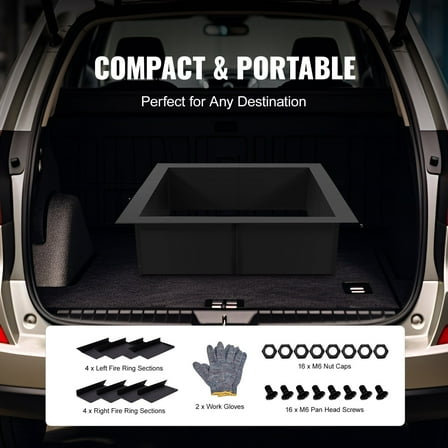 42 Inch Square Fire Pit Liner, DIY Steel Fire Ring Insert for Outdoor Wood Burning Fire Pits