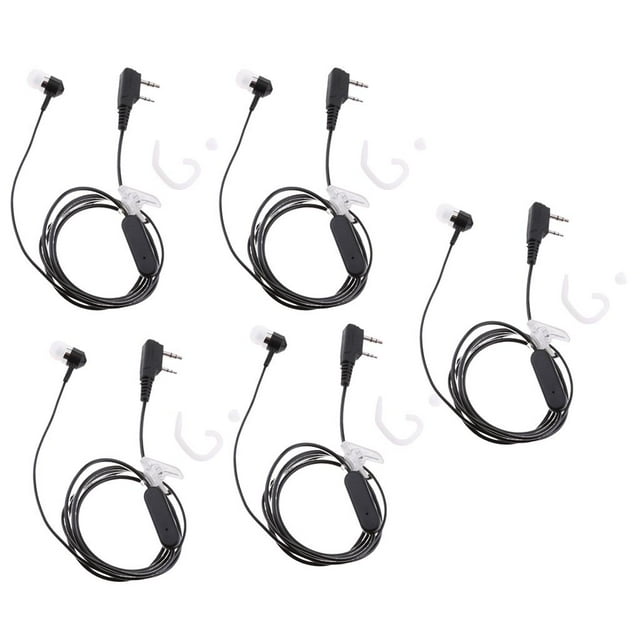 Intrauriculares 5 Piezas Radio TYT Pines Adjustable de Color Negro Hugo Auricular Walkie Talkie
