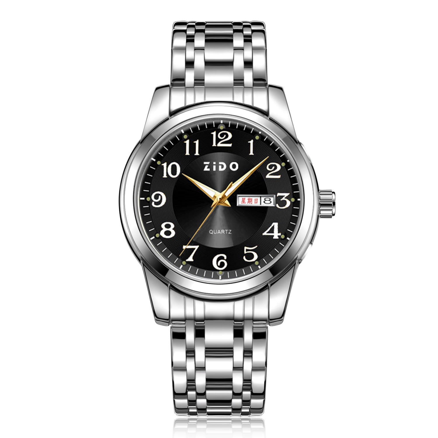 Men's quartz watch, suitable for middle-aged and elderly men, large numbers, high-end fashion business watch, versatile quartz luminous men's wristwatch