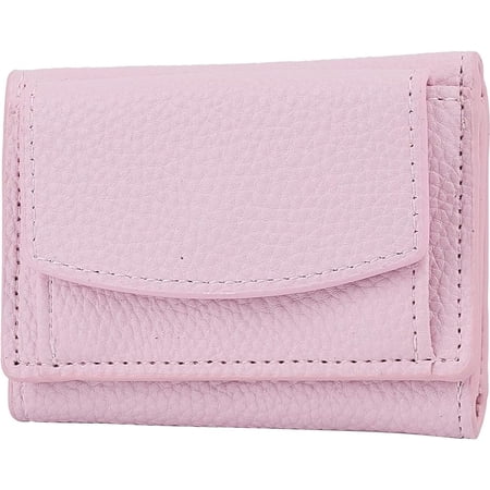 1pc PU Leather Wallets Pink Women Trifold Wallet Rectangle Pocket Mini Wallet with Snap Button Compact Wallet Cash Slot Card Holders for Coin Loose Change Storage Card Organizer 7.5x3.9x0.5in