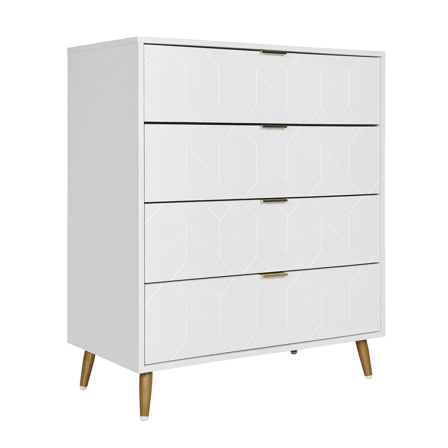 Kadyn 4 Drawer Cabinet, Storage Cabinet with Metal Legs, Particle Board Drawer Dresser for Home, White Kadyn 4 Drawer Cabinet, Storage Cabinet with Metal Legs, Particle Board Drawer Dresser for Home, White