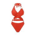 thumbnail image 5 of Erwazi One Piece Swimsuits for Women Solid Slim Monokini Padded Casual Vacation Pool Swim Bathing Suit, 5 of 5