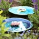 TZSSP Décoration de Bol en Céramique Bain d'Oiseau pour la Cour Vintage de Jardin Extérieur de Bain d'Oiseau d'Abeille, Bleu avec la Fleur Rouge – image 3 sur 5