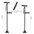 thumbnail image 4 of WALFRONT Handle Folding Cane With LED Lights Walking Stick Pivot Base Reliable Black Telescopic Walking Stick, 4 of 7